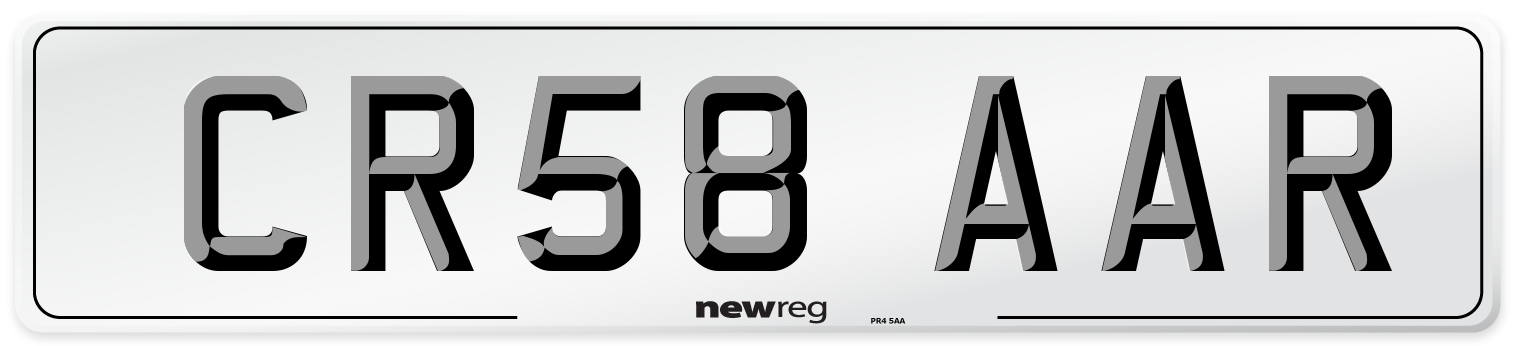 CR58 AAR Number Plate from New Reg